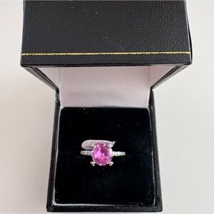 Bomb Party Wishing You Happiness Ring RG95458 Pink Corundum Hematite Plating